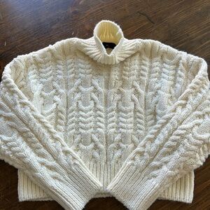 WithBlack Size XS Cream Cable Turtleneck Sweater